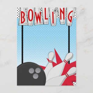 TEXT HINZUFÜGEN Vintage Retro Bowling Bowl Nacht V Postkarte