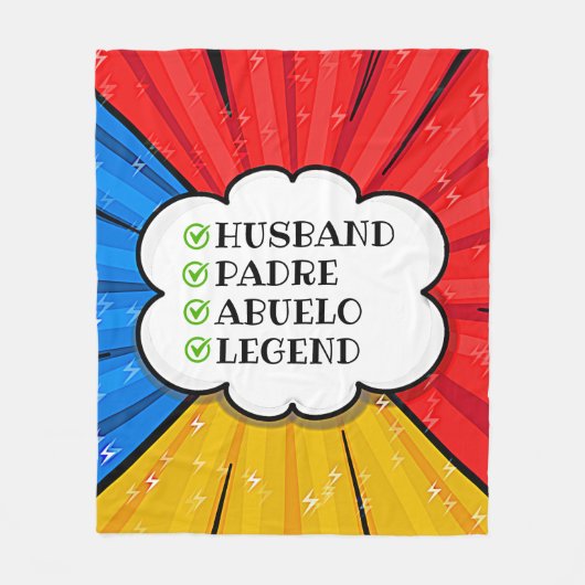 TEXT Husband Padre Abuelo Legend Comic ändern Fleecedecke (Vorderseite)