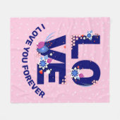 Text I LIEBE IHNEN für immer Weiße Sterne rosa änd Fleecedecke (Vorderseite (Horizontal))