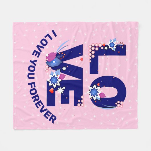 Text I LIEBE IHNEN für immer Weiße Sterne rosa änd Fleecedecke (Vorderseite (Horizontal))