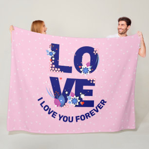 Text I LIEBE IHNEN für immer Weiße Sterne rosa  Fleecedecke