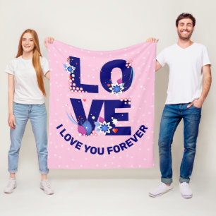 Text I LIEBE IHNEN für immer Weiße Sterne rosa Fleecedecke