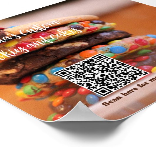 Text Ihres Firmennamens mit Menü QR-Code-Cookie Poster (Ecke)