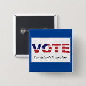 Text in den Farben der Fahne, Name des Kandidaten Button (Vorne & Hinten)