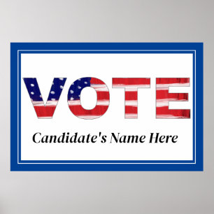 Text in den Farben der Fahne, Name des Kandidaten  Poster