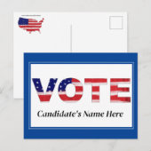 Text in den Farben der Fahne, Name des Kandidaten  Postkarte (Vorne/Hinten)