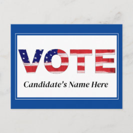 Text in den Farben der Fahne, Name des Kandidaten  Postkarte