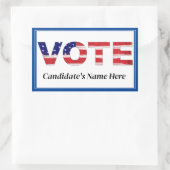 Text in den Farben der Fahne, Name des Kandidaten  Rechteckiger Aufkleber (Tasche)