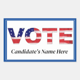 Text in den Farben der Fahne, Name des Kandidaten  Rechteckiger Aufkleber