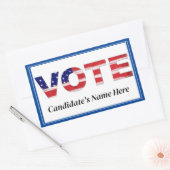 Text in den Farben der Fahne, Name des Kandidaten  Rechteckiger Aufkleber (Umschlag)