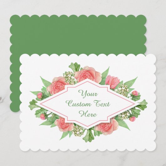 Text in einer Blume Rahmen benutzerdefinierte Einl Einladung (Vorne/Hinten)