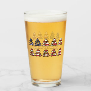 Text in Weihnachtsbaumen Happy XMAS Patriotic Glas