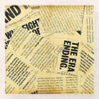 Text in Zeitungen mit altem Papier Glasuntersetzer