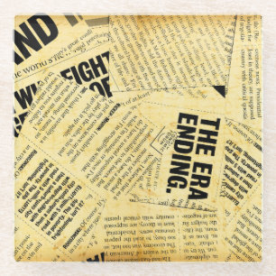 Text in Zeitungen mit altem Papier Glasuntersetzer