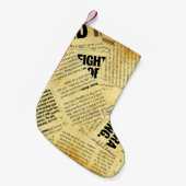 Text in Zeitungen mit altem Papier Kleiner Weihnachtsstrumpf (Vorderansicht (hängend))