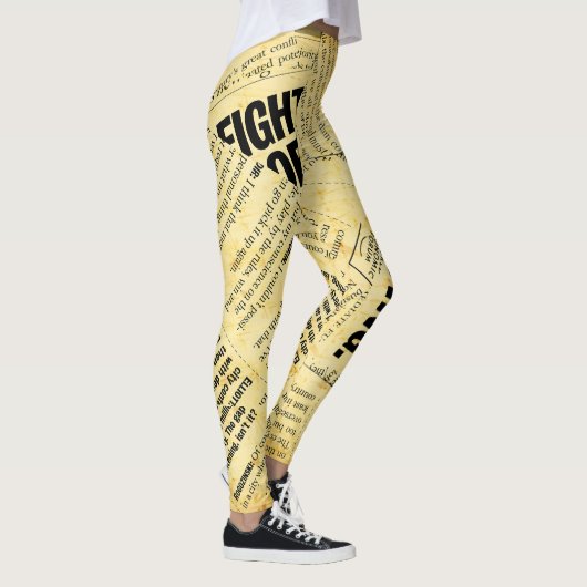Text in Zeitungen mit altem Papier Leggings (Rechts)