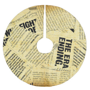 Text in Zeitungen mit altem Papier Polyester Weihnachtsbaumdecke