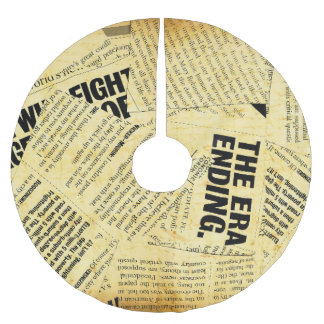Text in Zeitungen mit altem Papier Polyester Weihnachtsbaumdecke
