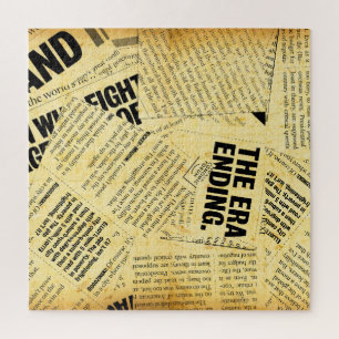 Text in Zeitungen mit altem Papier Puzzle