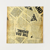 Text in Zeitungen mit altem Papier Wandteppich (Vorderseite (Horizontal))