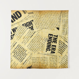 Text in Zeitungen mit altem Papier Wandteppich