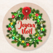 Text Joyeux Noël bearbeiten Runder Pappuntersetzer (Vorderseite)