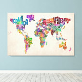 Text-Karte der Welt Leinwanddruck (Insitu (Holzboden))