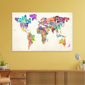Text-Karte der Welt Leinwanddruck (Insitu (Wohnzimmer))