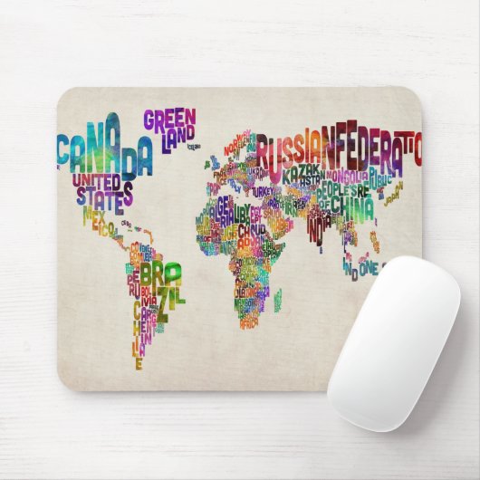 Text-Karte der Welt Mousepad (Mit Mouse)