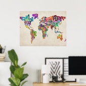 Text-Karte der Welt Poster (Heimbüro)