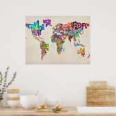 Text-Karte der Welt Poster (Küche)
