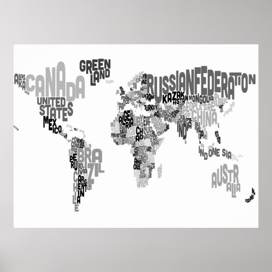 Text-Karte der Welt Poster (Vorne)