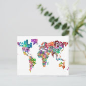 Text-Karte der Welt Postkarte (Stehend Vorderseite)