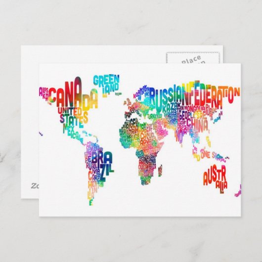Text-Karte der Welt Postkarte (Vorne/Hinten)