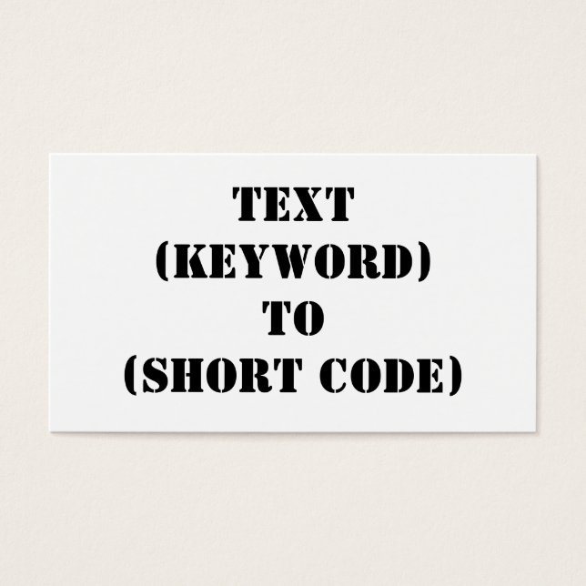 TEXT (KEYWORD) BIS (KURZER CODE) (Vorderseite)