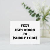 TEXT (KEYWORD) BIS (KURZER CODE) POSTKARTE (Stehend Vorderseite)