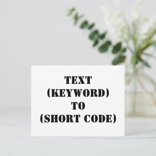 TEXT (KEYWORD) BIS (KURZER CODE) POSTKARTE (Stehend Vorderseite)