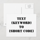 TEXT (KEYWORD) BIS (KURZER CODE) POSTKARTE (Vorne/Hinten)