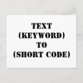TEXT (KEYWORD) BIS (KURZER CODE) POSTKARTE (Vorderseite)