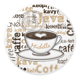 Text-Kunst-Kaffeetasse-Muster-Name Keramikknauf