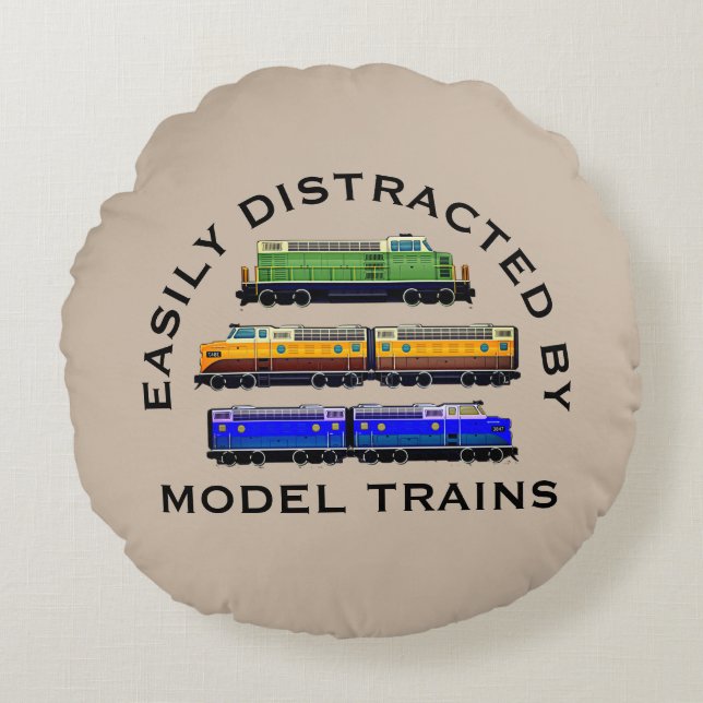 Text leicht ablenkbar Modellbahnverkehr Dieselmoto Rundes Kissen (Vorderseite)