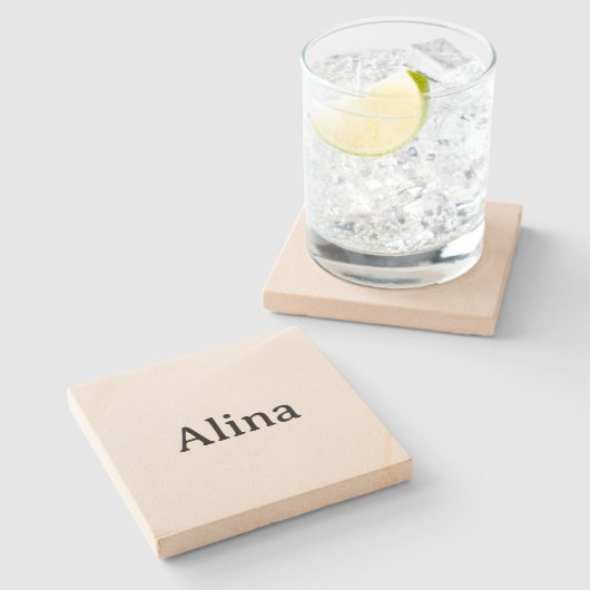Text löschen, eigenes Design hinzufügen 4" x 4" Sa Steinuntersetzer (Seitenansicht)