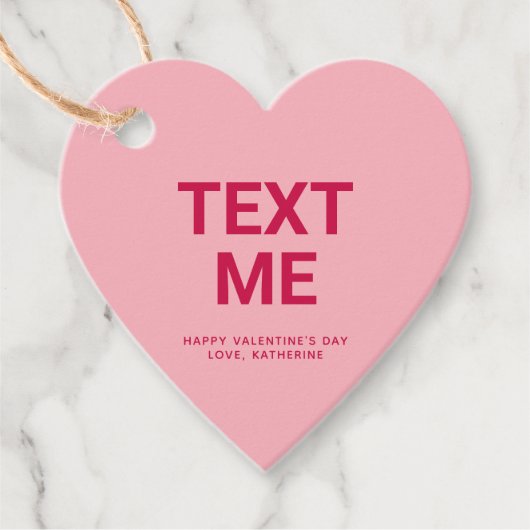 Text mir rosa Herzspass niedlich Valentinstag Brau Geschenkanhänger (Vorderseite)
