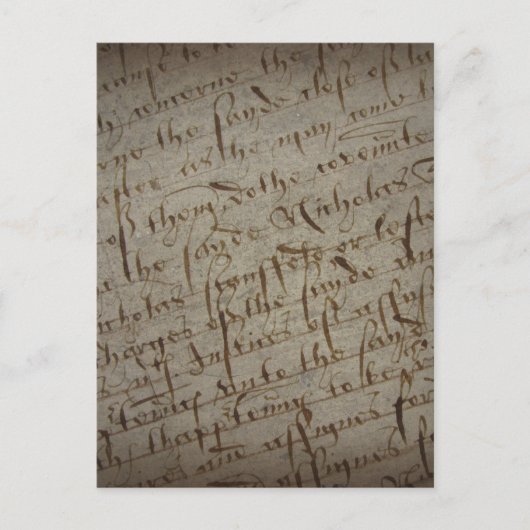 Text mit antiken Schriften, altes Papier Postkarte (Vorderseite)