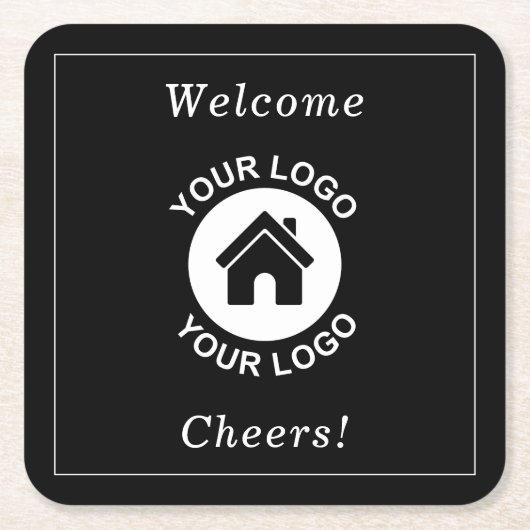 Text mit benutzerdefiniertem Firmenlogo Werbung sc Rechteckiger Pappuntersetzer (Vorderseite)