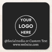Text mit benutzerdefinierten Schwarzen Logos Moder Rechteckiger Pappuntersetzer (Vorderseite)