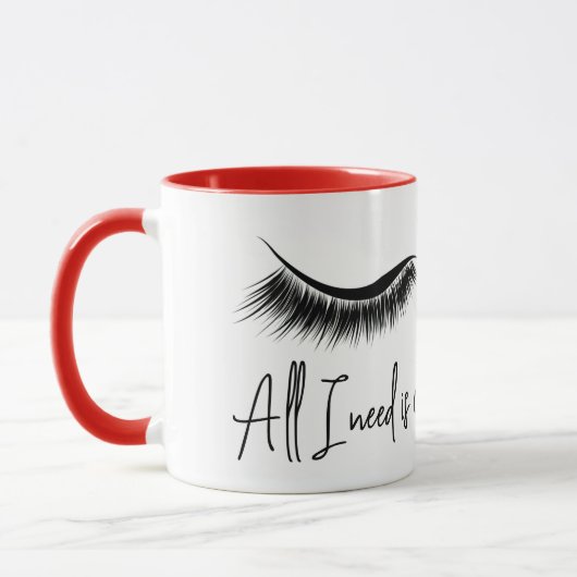 Text mit Eyelashes Tasse (Links)