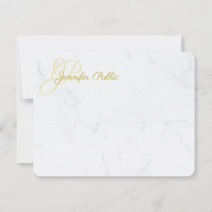 Text mit handgeschriebenem Gold-Name Elegante-Marm Mitteilungskarte