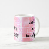 Text mit Selbstausdruck rustikales rosa Hintergrun Kaffeetasse (VorderseiteRechts)
