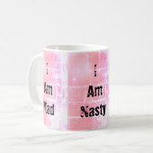 Text mit Selbstausdruck rustikales rosa Hintergrun Kaffeetasse (Vorderseite Links)